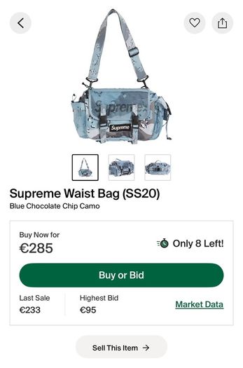 Supreme camo waist bag SS20 blue