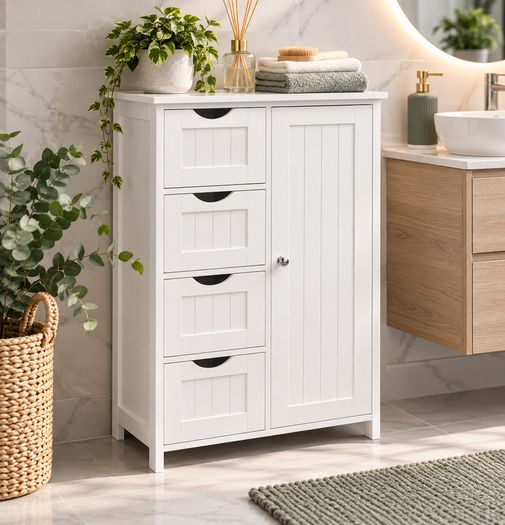Bathroom Storage Cabinet with Drawers White