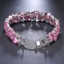 Pink Stone Crystal Silver Statement Bracelet Image 2