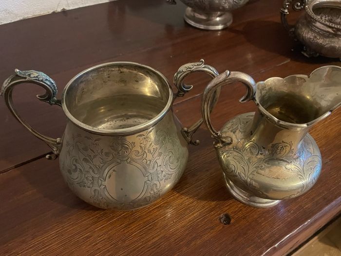 Antique sugar bowl & jug