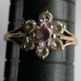 Vintage 9ct Yellow Gold 375 Pink and Clear CZ Floral Cluster Ring Size N 1,55g Image 10
