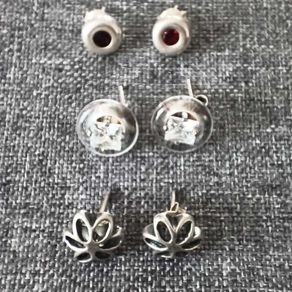 3 x  silver earrings