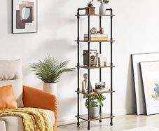 NEW SALE | Ladder Shelf,5-Tier Storage Shelves,Small Bookshelf,Shelving Unit with Metal Frame,Vintage Industrial Plant Display Stand,Bookcase for Living Room, Home Office