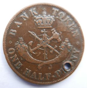 1852 Bank Of Upper Canada One Half Penny Token