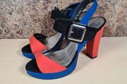 Womens GRAZIA  blue multi high heel shoes Size UK 6 EU 39