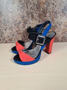 Womens GRAZIA  blue multi high heel shoes Size UK 6 EU 39