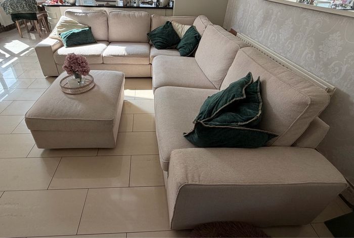 Large corner sofa with large storage footstool