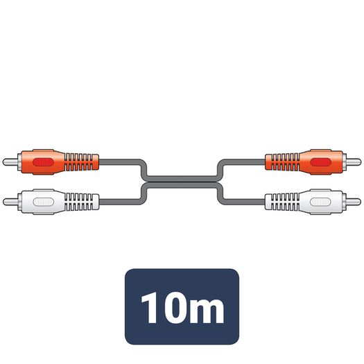 10 Meter 2 x RCA Plugs to 2 x RCA Plugs Leads