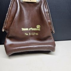 Vintage Bank of Ireland Leather Money Bag  Locking Deposit Pouch