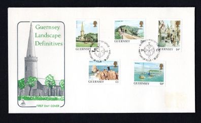 1984 Guernsey Landscapes Definitive Series (14p, 20p, 40p, 50p & GB1) First Day Cover (FDC)
