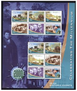2000 Ireland Celebrating the Millennium Series 2 Historic Events Commemorative Stamp Sheet Mint Never Hinged (MNH)