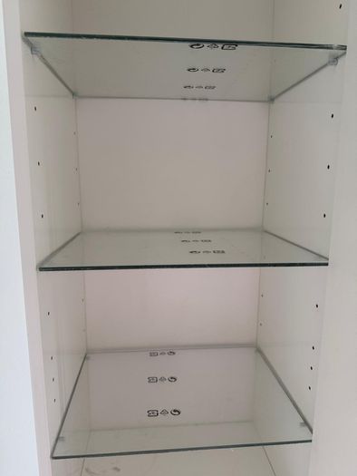 IKEA GODMORGON tall gloss white cabinet with glass shelves, 192cm