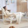 Upholstered Rocking Chair Relaxing Armchair with Armrests & Steel Frame for Living Room, Bedroom, Cream Image 7