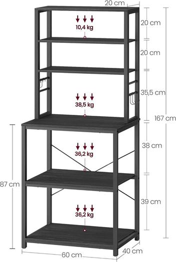 New 6 Shelves Kitchen Storage Rack (Black) FREE P&P