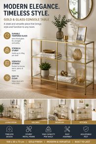 Gold Glass Console Table