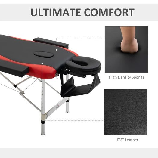 FREE EXPRESS SHIPPING Professional Portable Massage Table W/ Headrest-Black/Red