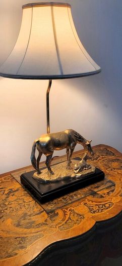 brass horse lamp