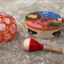 Set of 3 Baby's / Toddler's / Kids Rattle Toys - Maraca, O-Ball, Tambourine Drum Bell Image 3