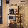 Bakers Rack with Shelves  Microwave Stand with Wire Basket, 6 S-Hooks, Kitchen Shelf, Utility Storage for Spices Pots and Pans Rustic Brown Image 4