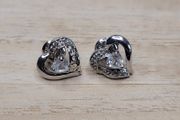 Sterling Silver 925 Open Heart Stud Earrings Heart Cut Cubic Zirconia
