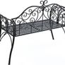 Black 2-Seater Garden Bench, Wrought Iron Frame with Decorative Cast Aluminium Backrest, Outdoor Patio & Porch Seating, 250kg Capacity Image 5