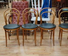 Set of 4 Vintage Bentwood Bistro Chairs (Czechoslovakia)