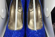 Blue Glitter High Heel Shoes