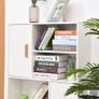 Sideboard Bookshelf Free Standing Bookcase Shelves Unit Display Storage Cabinet w/ Adjustable Shelves, Wooden Leg, Two Doors, White Image 5