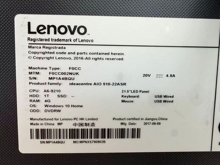Lenovo IdeaCentre All-in-One PC 510-22ASR