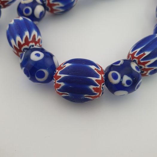Antique Venetian Style Chevron & Thousand Glass Beads Necklace