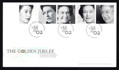2002 Great Britain Golden Jubilee Commemorative Stamps Royal Mail Addressed First Day Cover (FDC)