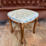 French Louis XV Style Vanity Bedroom Stool Carved Gilt Wood Frame Blue Satin Top Image 6