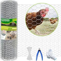 NEW SALE | 400mm x 5m Galvanized Hexagonal Fencing Wire,Lightweight Chicken Wire Mesh with a Cutting Pliers,Cotton Gloves and 50 Pieces