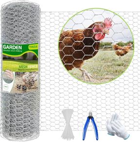 NEW SALE | 400mm x 5m Galvanized Hexagonal Fencing Wire,Lightweight Chicken Wire Mesh with a Cutting Pliers,Cotton Gloves and 50 Pieces