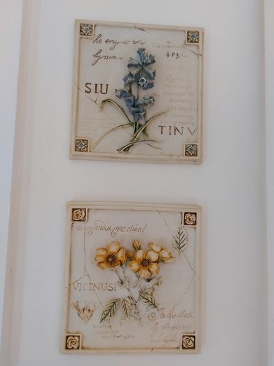 Vintage Pair of Ceramic Hand Painted 3-D Wall Plaques