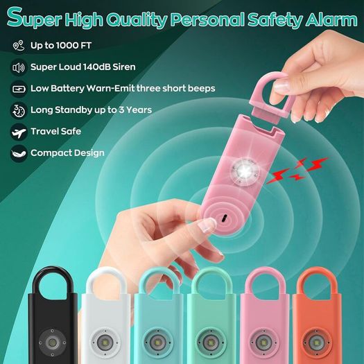 Personal Safety Alarm for Women, 3 Pack 140DB Rape Panic Attack Alarm Keychain Police Approved with Low Battery Notice with Strobe Light, Gift for Kids Elderly College Girls(Pink+Blue+Black)
