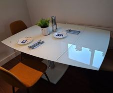 Extendable Milk Glass dining table
