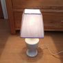 Vintage white ceramic table lamp with new light lilac square lamp shade  lamp height 37cm Image 2