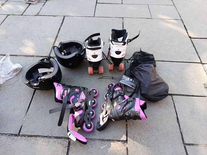 Girls skates, blades, pads and helmet