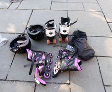 Girls skates, blades, pads and helmet