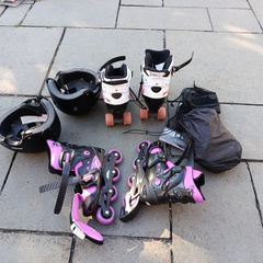 Girls skates, blades, pads and helmet