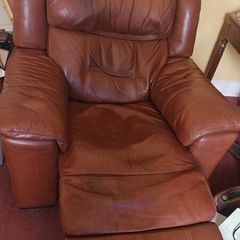 Dark Brown Leather electric reclining Armchair