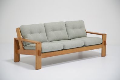 Vintage Oak-Framed Model Bonanza Three-Seat Sofa by Esko Pajamies, 1960s.
