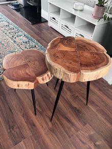 Rustic Solid Wood Nesting Side Tables Set