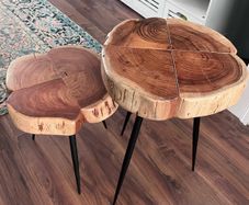 Rustic Solid Wood Nesting Side Tables Set