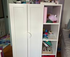 small IKEA wardrobe. Height.143cm X width 95 cm X depth 55cm. There's a tiny bit of expansion on the top at both sides.