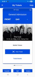 The Cure VIP tickets