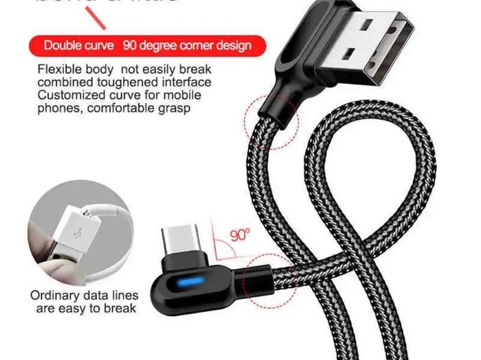 Long 2M Type C USB-C Cable For Galaxy S10 S9 S8 Huawei P30 P40 Pro OnePlus Sony