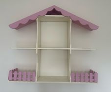 Doll house style pink/ecru display shelf