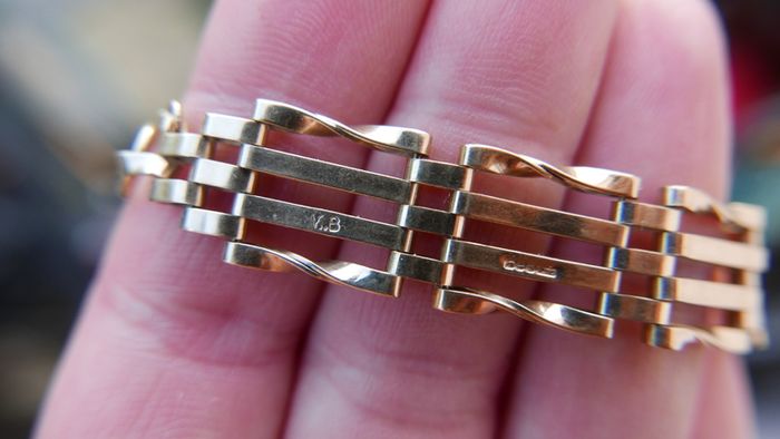 Vintage Gold 375 Bangle Bracelet Heart Locket 9 Ct Gold 15,0g